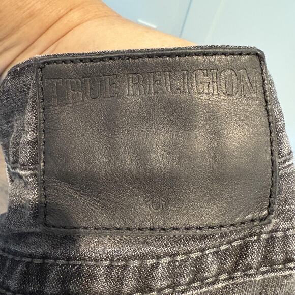 True Religion Jeans Men 30x34 Black Ricky Distressed Flap Pockets Selvedge USA - Picture 10 of 16